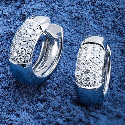 Creolen rund 585 Gold Weißgold 54 Diamanten Brillanten Ohrringe Weißgoldcreolen