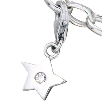 Einhänger Charm Stern 925 Sterling Silber rhodiniert 1 Zirkonia