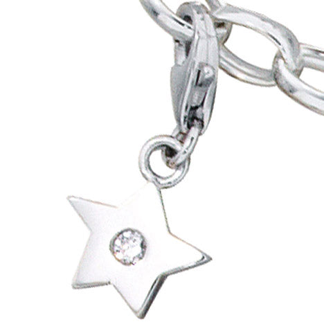 Einhänger Charm Stern 925 Sterling Silber rhodiniert 1 Zirkonia