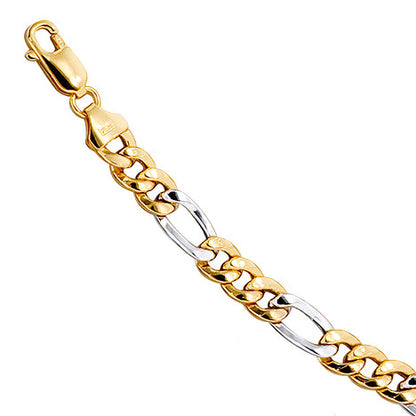 Figaroarmband 333 Gold Gelbgold Weißgold bicolor 19 cm Armband Karabiner