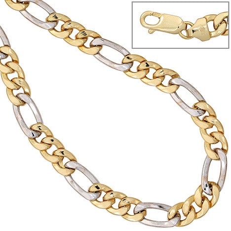 Figarokette 333 Gelbgold Weißgold bicolor 45 cm Gold Kette Halskette Goldkette