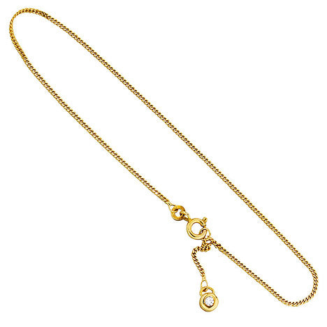 Fußkettchen Fußkette 333 Gold Gelbgold 1 Zirkonia 25 cm Federring