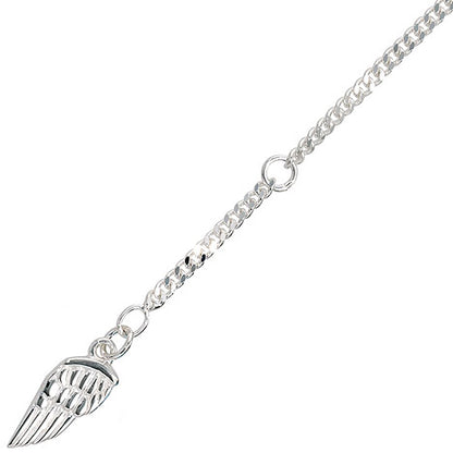 Fußkettchen Fußkette Flügel 925 Sterling Silber rhodiniert Federring