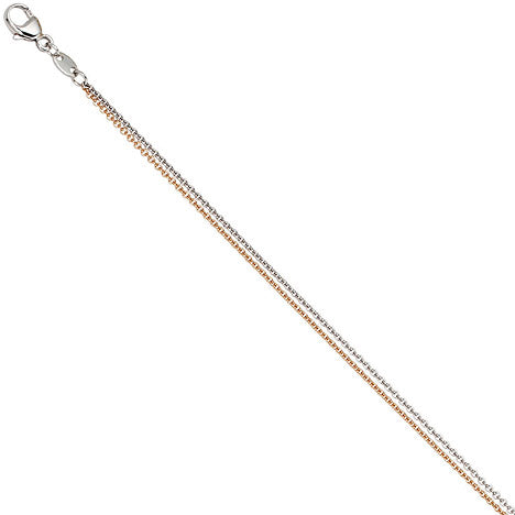 Halskette Kette 585 Gold Rotgold Weißgold bicolor 42 cm Goldkette Karabiner