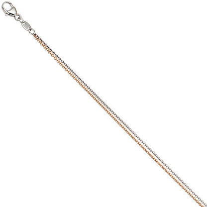 Halskette Kette 585 Gold Rotgold Weißgold bicolor 42 cm Goldkette Karabiner