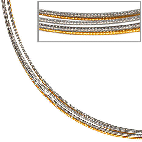 Halsreif 5-reihig bicolor vergoldet 42 cm Halskette Kette Silberkette Statement