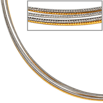 Halsreif 5-reihig bicolor vergoldet 42 cm Halskette Kette Silberkette Statement