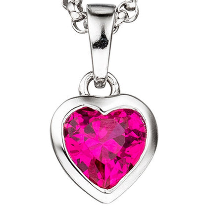 Kinder Anhänger Herz 925 Silber 1 Zirkonia pink Herzanhänger Kinderanhänger