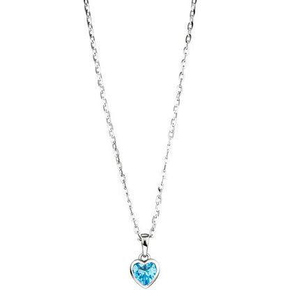 Kinder Anhänger Herz 925 Sterling Silber 1 Kristall blau hellblau Kinderanhänger