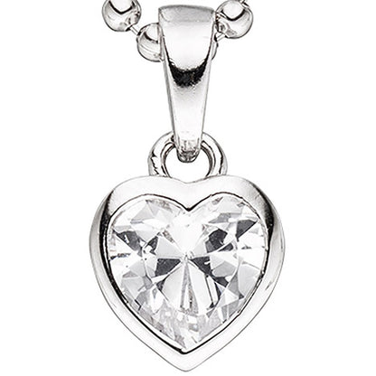 Kinder Anhänger Herz 925 Sterling Silber 1 Zirkonia Herzanhänger Kinderanhänger