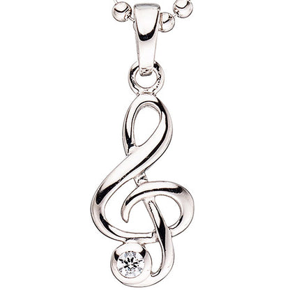 Kinder Anhänger Notenschlüssel Musik 925 Silber 1 Zirkonia Kinderanhänger