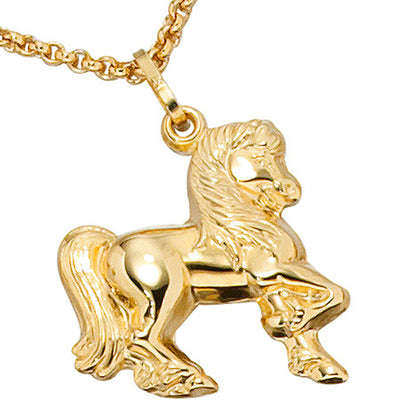 Kinder Anhänger Pferd 333 Gold Gelbgold Pferdeanhänger Kinderanhänger