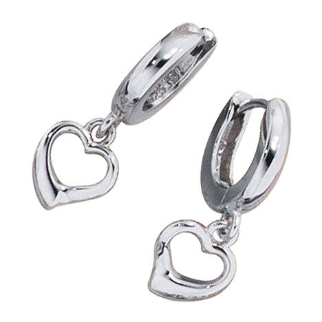 Kinder Creolen Herz 925 Sterling Silber rhodiniert Ohrringe Kinderohrringe