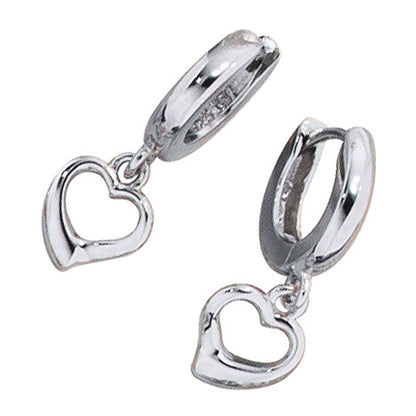 Kinder Creolen Herz 925 Sterling Silber rhodiniert Ohrringe Kinderohrringe