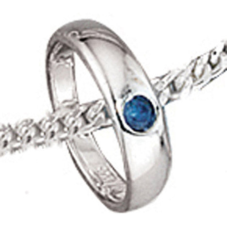 Kinder Taufring 925 Sterling Silber 1 blauer Safir Taufanhänger