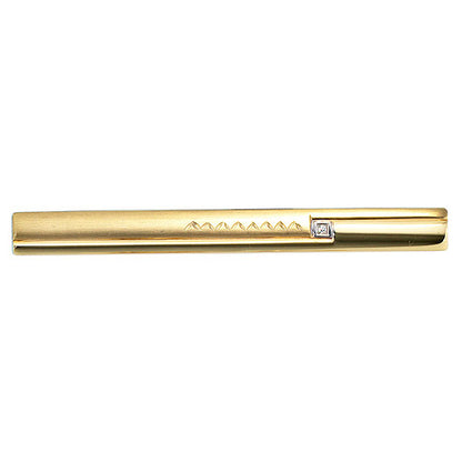 Krawattenschieber 333 Gold Gelbgold bicolor mattiert 1 Zirkonia
