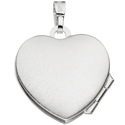 Medaillon für 2 Fotos Herz 925 Sterling Silber eismatt Anhänger zum Öffnen