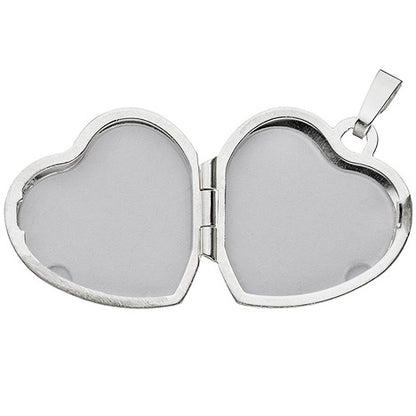 Medaillon für 2 Fotos Herz 925 Sterling Silber eismatt Anhänger zum Öffnen