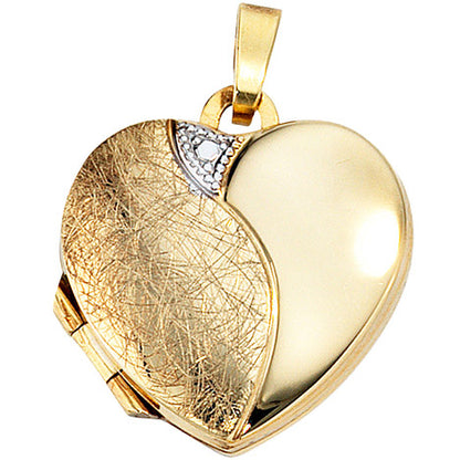 Medaillon Herz 333 Gold Gelbgold eismatt Anhänger zum Öffnen