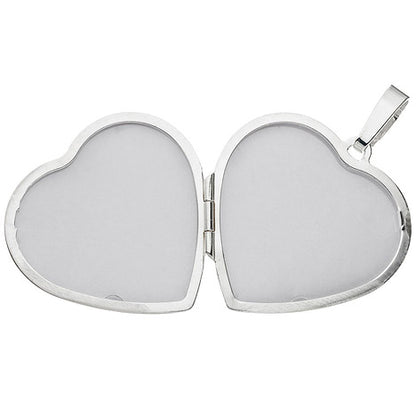 Medaillon Herz für 2 Fotos 925 Sterling Silber matt Anhänger zum Öffnen