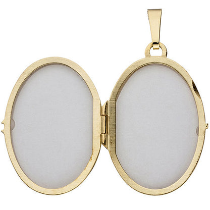 Medaillon oval 333 Gold Gelbgold mattiert Anhänger zum Öffnen