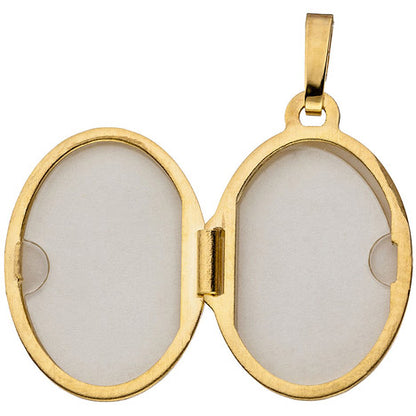 Medaillon oval 333 Gold Gelbgold mattiert Anhänger zum Öffnen