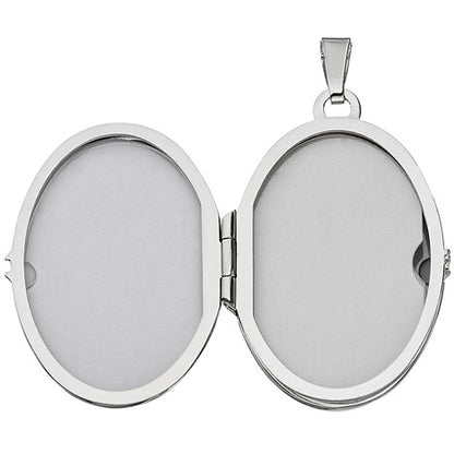 Medaillon oval 925 Sterling Silber rhodiniert Anhänger zum Öffnen