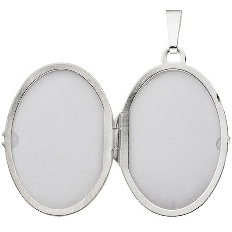 Medaillon oval 925 Sterling Silber rhodiniert mattiert Anhänger zum Öffnen