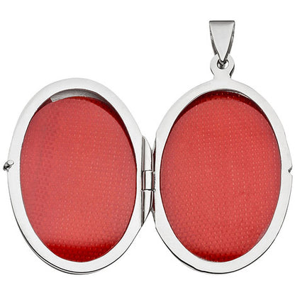 Medaillon oval 925 Sterling Silber rhodiniert mattiert Anhänger zum Öffnen