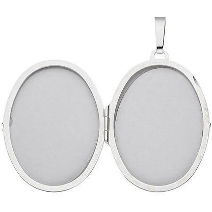Medaillon oval Blumen für 2 Fotos 925 Sterling Silber Anhänger zum Öffnen