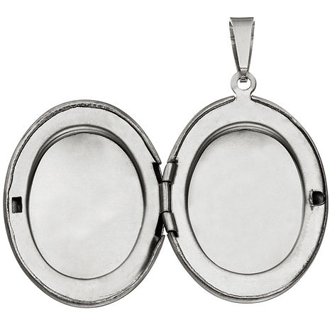 Medaillon oval Edelstahl mattiert Anhänger zum Öffnen