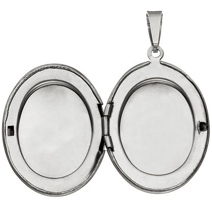 Medaillon oval Edelstahl mattiert Anhänger zum Öffnen