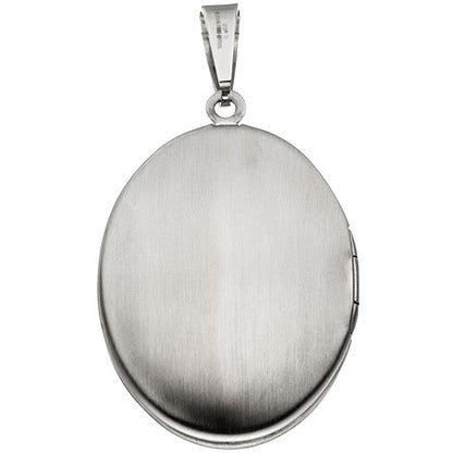 Medaillon oval Edelstahl mattiert Anhänger zum Öffnen