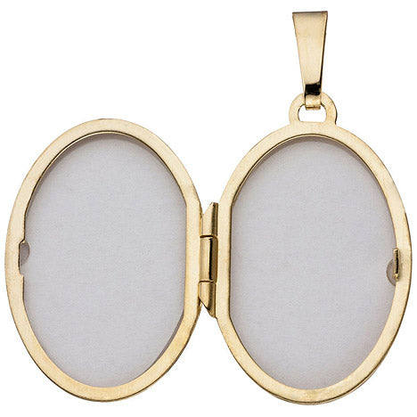 Medaillon oval für 2 Fotos 333 Gold Gelbgold bicolor matt Anhänger zum Öffnen