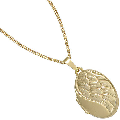 Medaillon oval für 2 Fotos 333 Gold Gelbgold matt Anhänger zum Öffnen
