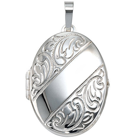 Medaillon oval für 2 Fotos 925 Sterling Silber Anhänger zum Öffnen