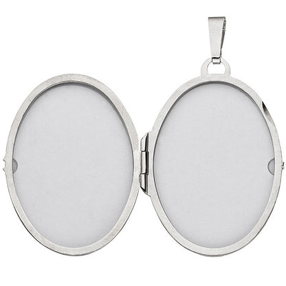 Medaillon oval für 2 Fotos 925 Sterling Silber rhodiniert Anhänger zum Öffnen
