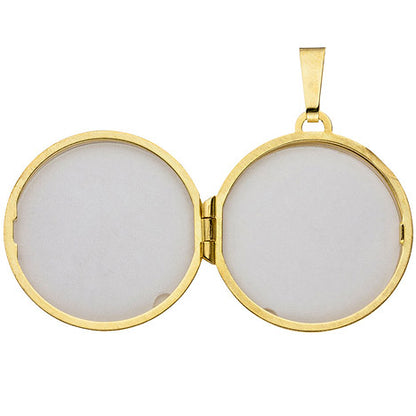 Medaillon rund 333 Gold Gelbgold mattiert 1 Zirkonia Anhänger zum Öffnen