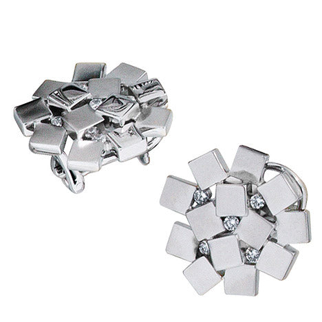 Ohrstecker 925 Sterling Silber rhodiniert mattiert 10 Zirkonia Ohrringe