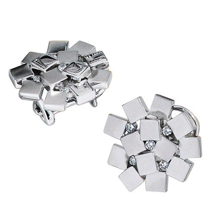 Ohrstecker 925 Sterling Silber rhodiniert mattiert 10 Zirkonia Ohrringe