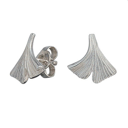 Ohrstecker Ginko Gingko 925 Sterling Silber mattiert Ohrringe Silberohrstecker