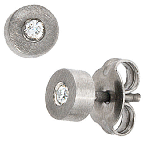 Ohrstecker Titan mattiert 2 Diamanten Brillanten 0 06ct. Ohrringe