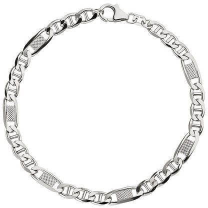 Panzer-Steg-Armband 925 Sterling Silber 21 cm Karabiner Silberarmband
