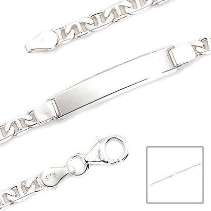 Schildband 925 Sterling Silber 19 cm Gravur ID Armband Karabiner