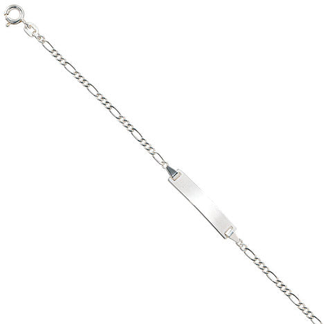 Schildband 925 Sterling Silber rhodiniert 16 cm Gravur ID Armband Federring