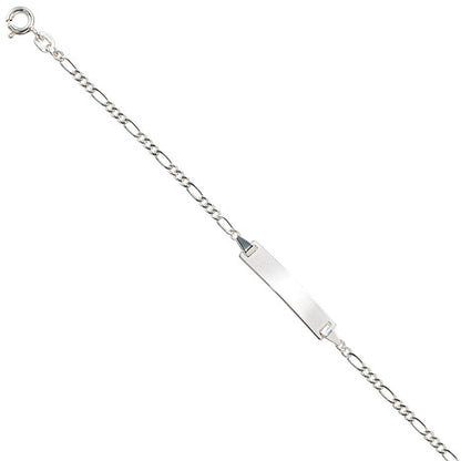 Schildband 925 Sterling Silber rhodiniert 16 cm Gravur ID Armband Federring