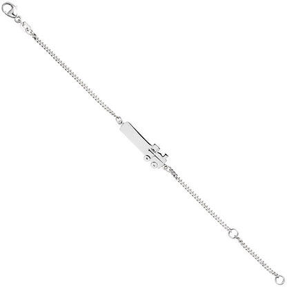 Schildband Lokomotive Dampflok 925 Sterling Silber 14 cm Gravur ID Armband