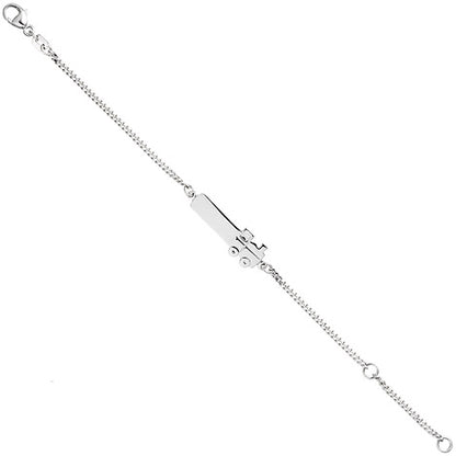 Schildband Lokomotive Dampflok 925 Sterling Silber 14 cm Gravur ID Armband