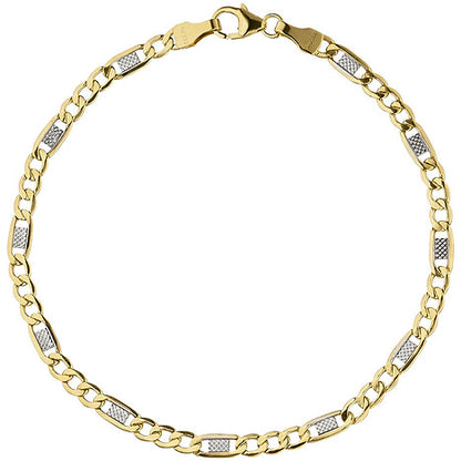 Steg-Panzerarmband 333 Gelbgold bicolor 19 cm Gold Armband Goldarmband Karabiner