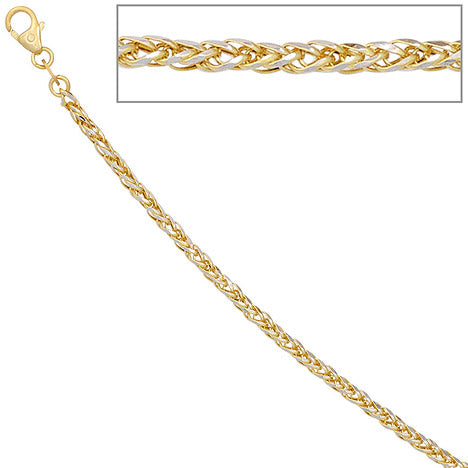 Zopfkette 585 Gelbgold Weißgold bicolor 1 9 mm 45 cm Gold Kette Goldkette